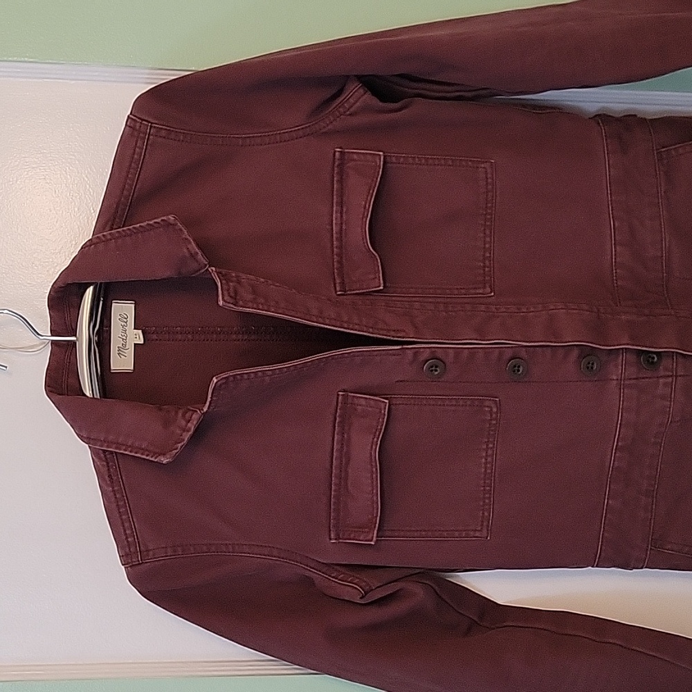Madewell coverall jumpsuit size XS plum color 100%cotton 6 pockets - Picture 2 of 14